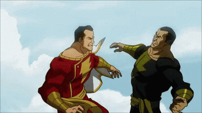 Two Cartoon Characters Fighting In Sky GIF