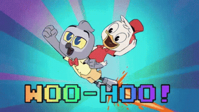 Two Cartoon Characters Flying Saying Hoo-Hoo