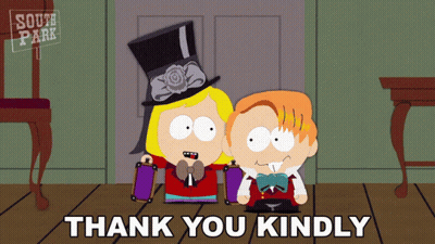 Two Cartoon Characters From South Park Are Sitting Next To Each Other GIF