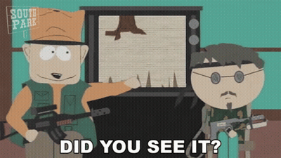 Two Cartoon Characters From South Park Are Standing In Front Of A Television And One Of Them Says Did You See It GIF
