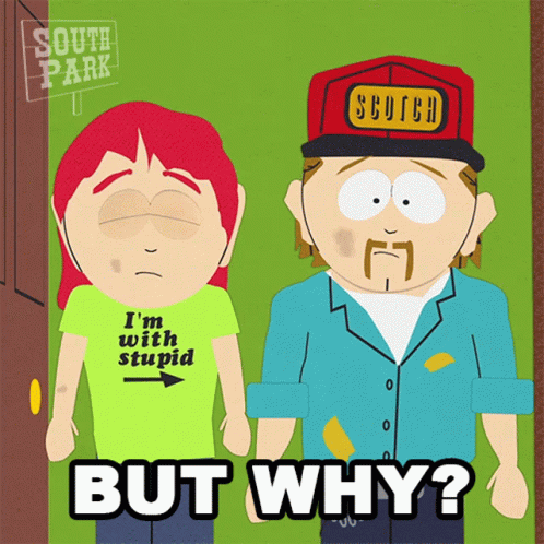 Two Cartoon Characters From South Park Standing Next To Each Other GIF