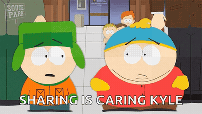 Two Cartoon Characters From South Park Standing Next To Each Other GIF