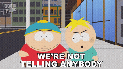 Two Cartoon Characters From South Park Standing Next To Each Other GIF