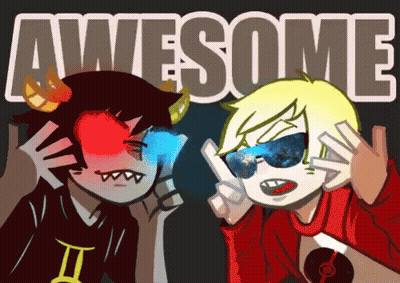 Two Cartoon Characters Giving Middle Finger Saying Awesome GIF