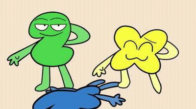 Two Cartoon Characters Green And Yellow GIF