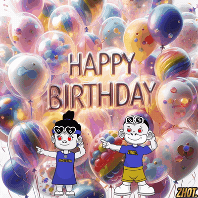 Two Cartoon Characters Happy Birthday GIF