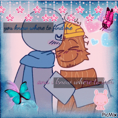 Two Cartoon Characters Hugging You Know Where To Find Me And I Know Where To Look GIF