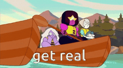 Two Cartoon Characters In Canoe Saying Get Real GIF