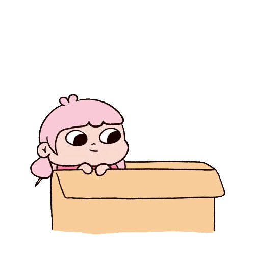 Two Cartoon Characters In Cardboard Box Sticker