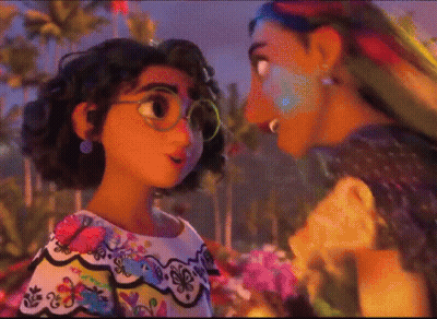 Two Cartoon Characters Looking At Each Other GIF
