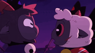 Two Cartoon Characters Looking At Each Other GIF