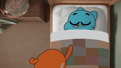 Two Cartoon Characters Lying In Bed GIF