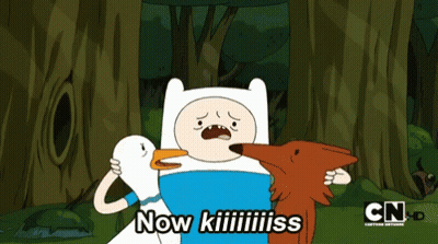 Two Cartoon Characters Now Kiss GIF