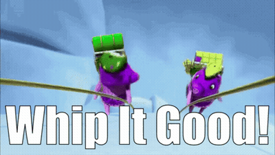 Two Cartoon Characters On Rope Whip It Good GIF