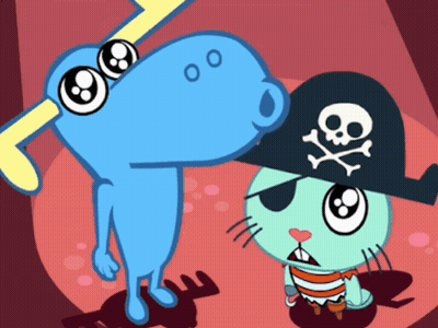 Two Cartoon Characters One In Pirate Hat GIF