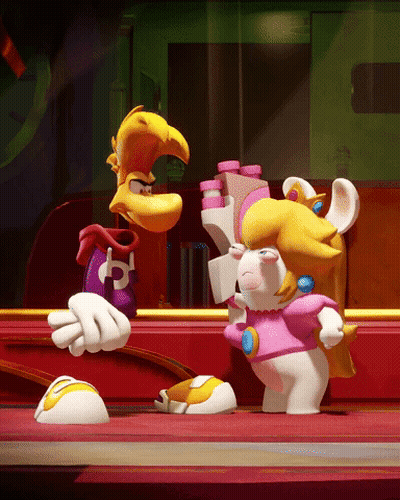 Two Cartoon Characters One In Purple Shirt With Letter P GIF