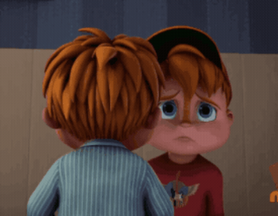 Two Cartoon Characters One In Red Bird Shirt GIF