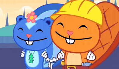 Two Cartoon Characters One In Yellow Hard Hat GIF
