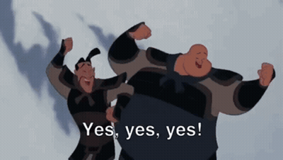 Two Cartoon Characters One Saying Yes Yes Yes GIF