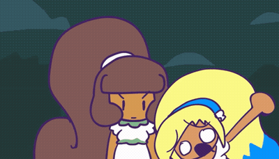 Two Cartoon Characters One Wearing Christmas Hat GIF