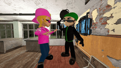 Two Cartoon Characters One Wearing Green Hat GIF