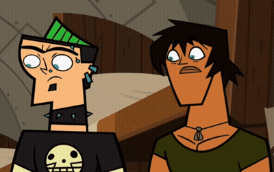 Two Cartoon Characters One Wearing Skull Shirt GIF
