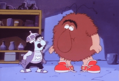 Two Cartoon Characters One With M Shirt GIF