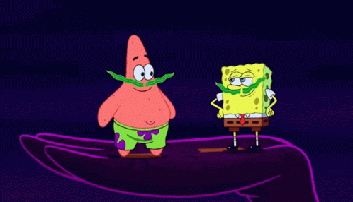 Two Cartoon Characters Patrick And Spongebob Are Dancing Together GIF