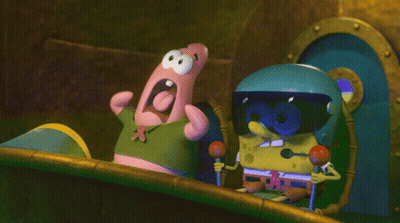 Two Cartoon Characters Patrick And Spongebob Are In A Room GIF