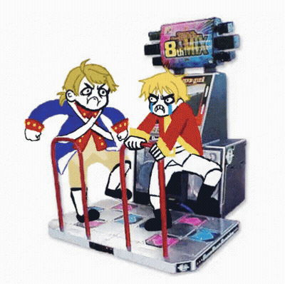 Two Cartoon Characters Playing 8Th Mix Game GIF