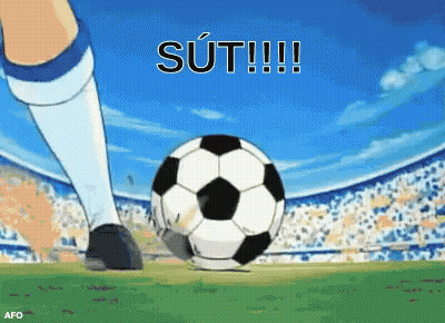 Two Cartoon Characters Playing Soccer With Netflix Logo GIF
