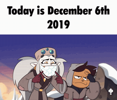 Two Cartoon Characters Pointing To December 6 2019 GIF