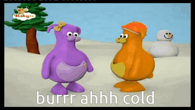 Two Cartoon Characters Saying Burrr Ahhh Cold GIF