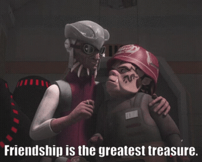 Two Cartoon Characters Saying Friendship Is The Greatest Treasure GIF