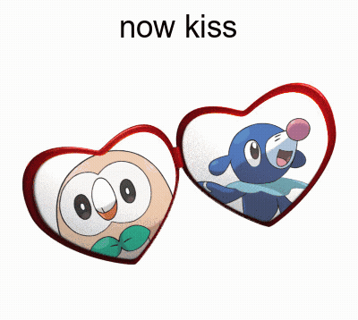 Two Cartoon Characters Saying Now Kiss GIF