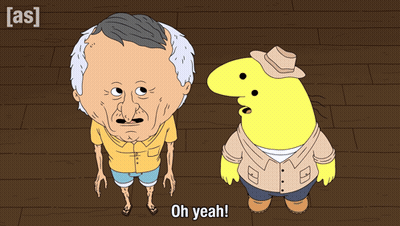 Two Cartoon Characters Saying Oh Yeah GIF