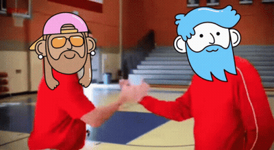 Two Cartoon Characters Shaking Hands GIF