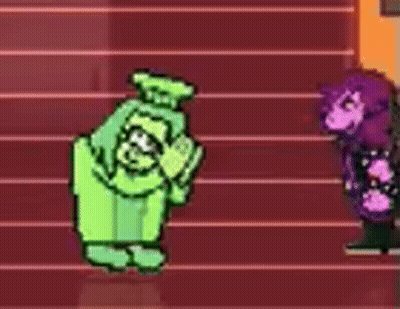 Two Cartoon Characters Shaking Hands On Red Background GIF