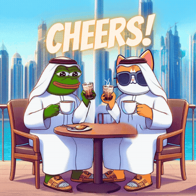 Two Cartoon Characters Sitting At A Table With Cheers Written On The Top GIF