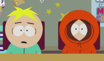 Two Cartoon Characters Sitting Beside ABC Sign GIF