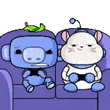 Two Cartoon Characters Sitting On Couch Sticker