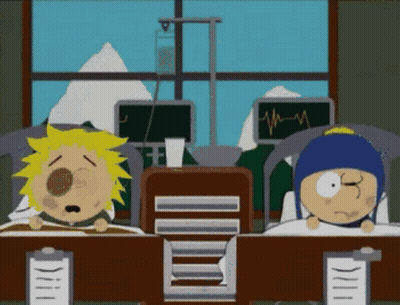 Two Cartoon Characters Sitting Table With Clipboard Monitor GIF