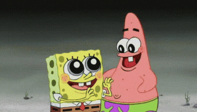 Two Cartoon Characters Spongebob And Patrick Are Standing Next To Each Other GIF