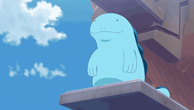Two Cartoon Characters Standing In Water One With Red Tongue GIF