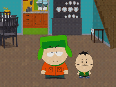 Two Cartoon Characters Standing Next To Each Other In A Room GIF