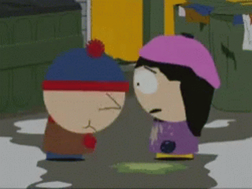 Two Cartoon Characters Standing Next To Each Other With One Wearing A Pink Helmet GIF