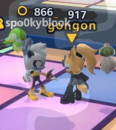 Two Cartoon Characters Standing Next To Spookyblokgon Sign GIF