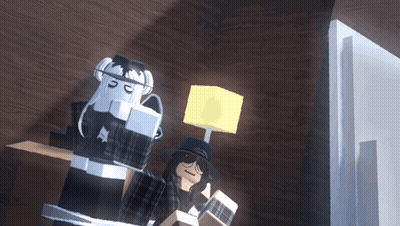 Two Cartoon Characters Standing Together One With Hat GIF