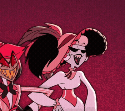 Two Cartoon Characters Standing Together GIF
