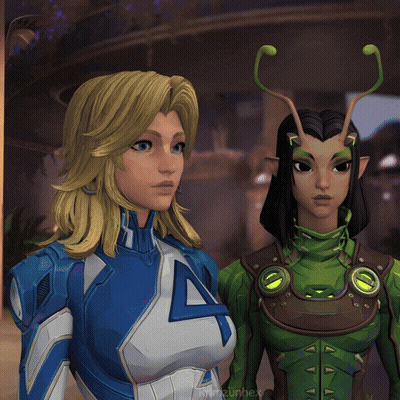 Two Cartoon Characters Standing With Kmzurbex GIF